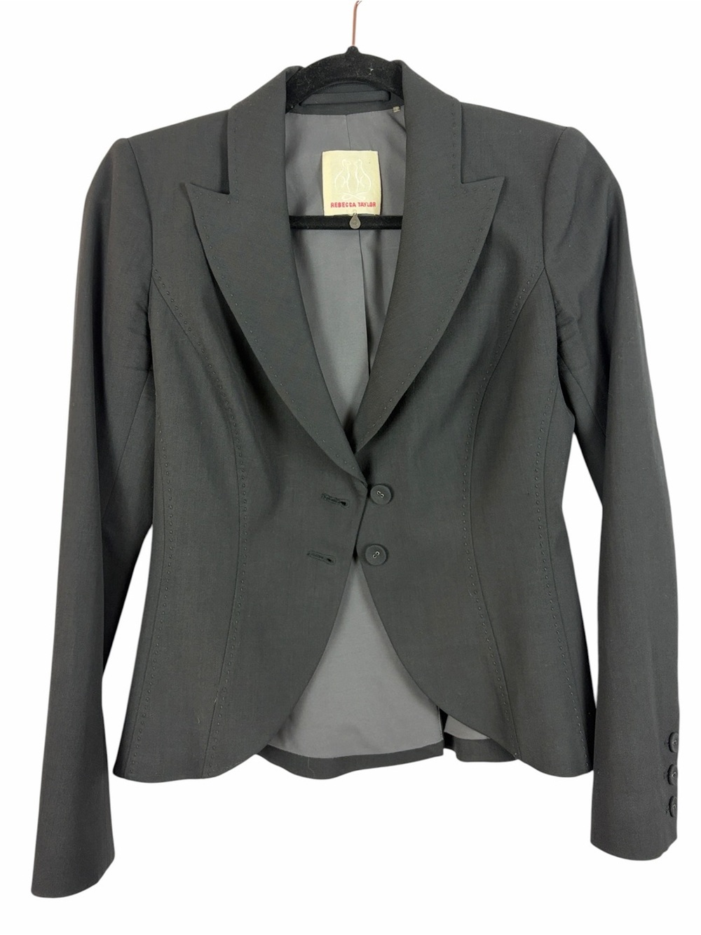 Rebecca Taylor Black Wool Blend Tailored Blazer Jacket Size 4
